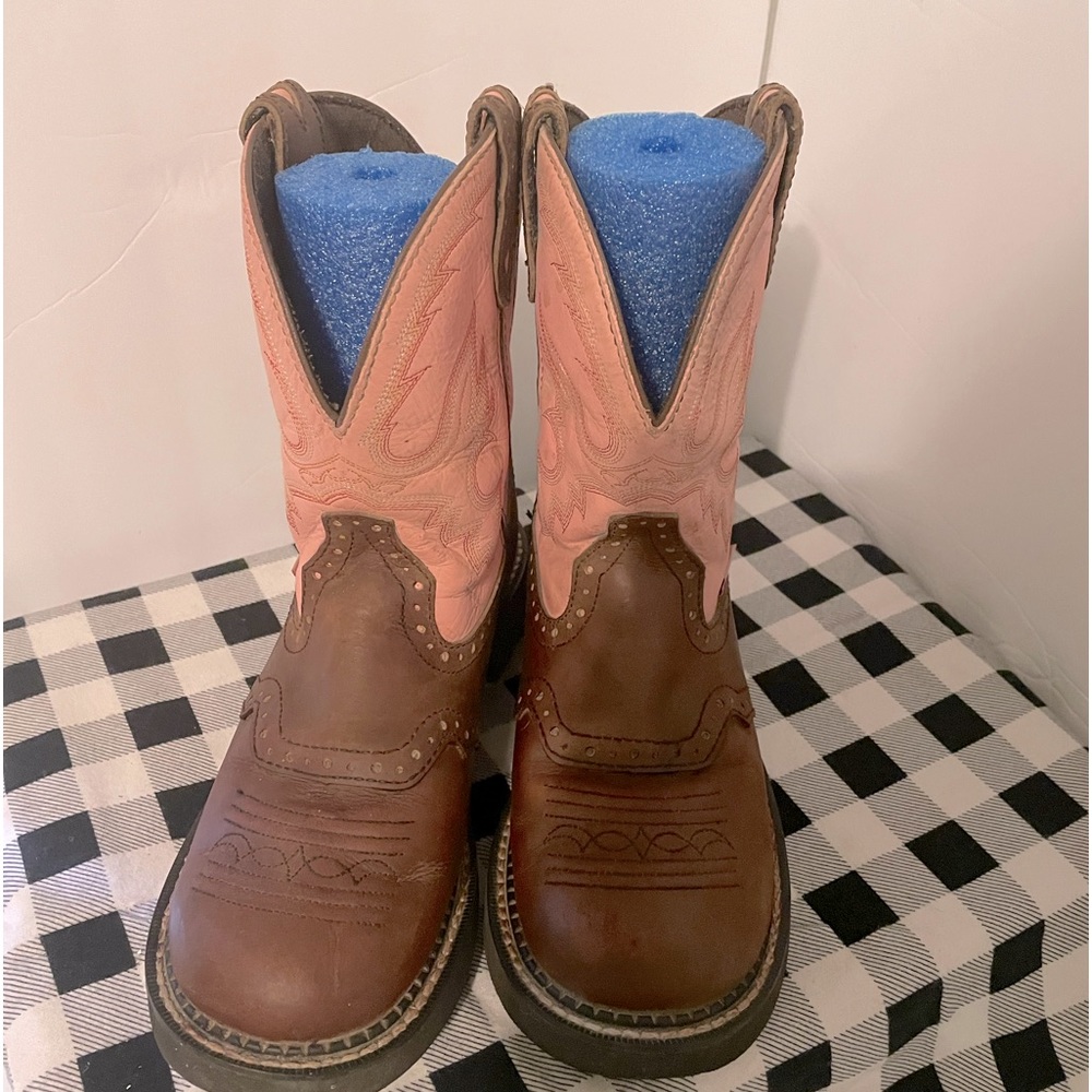 Pink Justin western dork boots